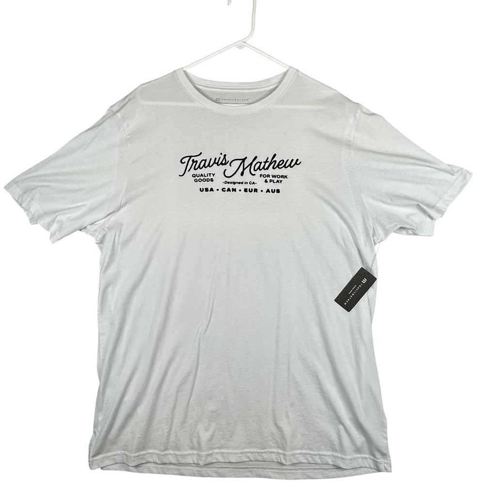 TravisMathew Mens Perfect Plan Graphic Tee White A42242 XXL NEW